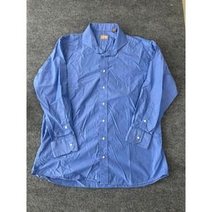Vintage Gitman Bros Blue Solid Cotton Mens Casual Dress Shirt 17-33 USA MADE